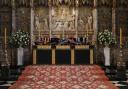 The Duke of Edinburgh's Insignias placed on the altar in St George's Chapel, Windsor.  Steve Parsons/PA Wire