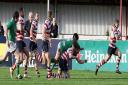 See-ya later: Rosslyn Park’s Jamie Harries, far left, out-paces the Wharfedale defence to score		 Picture: David Whittam