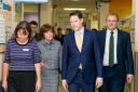 Nick Clegg, second right, visits Kingston Hospital with hospital chief executive Kate Grimes, chairman Sian Bates and Kingston and Surbiton MP Edward Davey