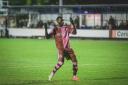 Warren Mfula sees his penalty flash over which handed the win to Chipstead (pic:Stuart Tree)