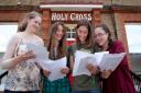 Students from Holy Cross receive their A-level results last year