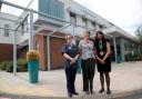 Paulina Bylica, sister on chemotherapy unit; Jan Morrison Macmillan lead cancer nurse and Archana Sood, Macmillan information and support manager, outside the Sir William Rous Unit