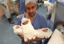 Father Bilal Javaid with the newborns last week