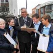 On a tour: Mayor Shiraz Mirza with Latchmere pupils Anna Lancaster, Laurie Evans, Thomas Skea and Alex Swaysland
