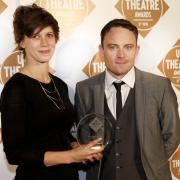 Lucy Osborne and James Grieve accept the award for Best Touring Production. Picture: Pamela Raith Photography