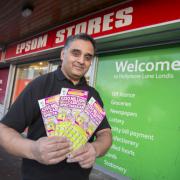 Ajit Patel, who sold the winning ticket at Epsom Stores in the Longmead Estate