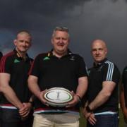 Chiefs in charge: Director of rugby in waiting John Kingston with his new look Quins coaching team that has been bolstered by the arrival of Graham Rowntree at the club