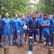 Good times: Epsom & Ewell meet up with Gary Neville in Chantilly