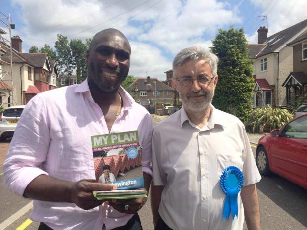 Sol Campbell and Councillor Andrew Day in Grove ward