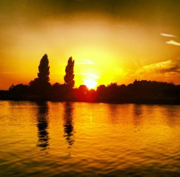 Sun sets on the Thames at Ravens Ait in Surbiton - taken by Martin Rodger