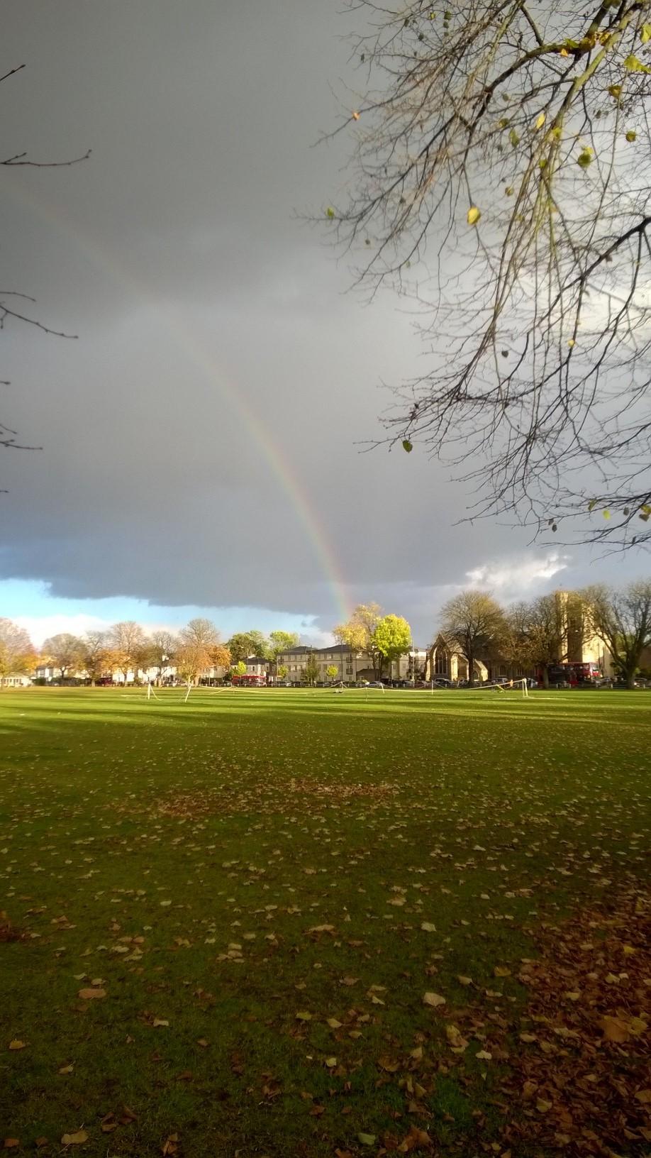 Mairi McLeod took this photo on Twickenham Green during the school pick up. She said: "It usually rains then and we were not disappointed despite the promise of a blue sky in the distance."