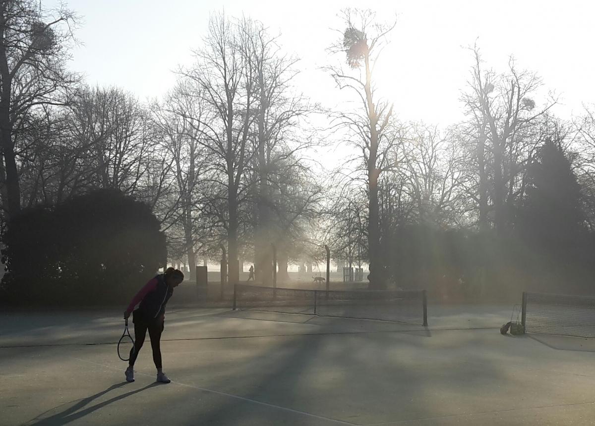 Campbell Brown sent in this photo of a frosty morning at the NPL tennis club in Teddington