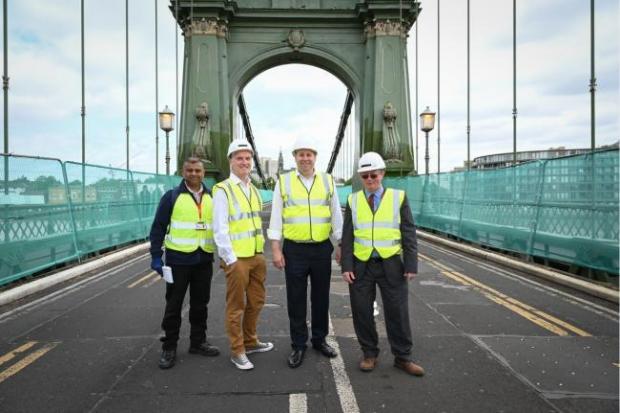Councillor Gareth Roberts and Councillor Stephen Cowan on Hammersmith Bridge