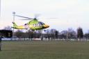 The Air Ambulance at the scene near Esher Football Club (photo: Richard Spiller)