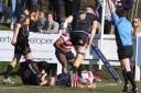 Comfortable: Tom Woolstencroft scores Rosslyn Park’s first try in a straight-forward derby win at Esher              All pictures: David Whittam