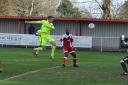 Bobby Price scores for Carshalton Athletic at Hythe Town. Picture Ian Gerrard