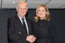 Sutton United chairman Bruce Elliott with Monica Bradley at the opening of the new MBA Lounge. Picture: Paul Loughlin