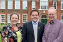 Former lead member for schools David Ryder-Mills, right, with ex-Lib Dem parliamentary candidate Robin Meltzer and former north Kingston MP Susan Kramer outside the soon to be Kingston Academy