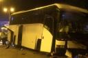 The crashed coach. Picture: Surrey Road Cops