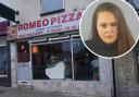 Lucy Clements launched the attack in Romeo Pizza, Bedford Place.