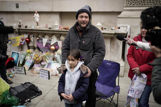 Surrey Comet: Richard Ratcliffe, the husband of Iranian detainee Nazanin Zaghari-Ratcliffe, with his daughter Gabriella, he is ending his hunger strike in central London after almost three weeks. Credit: PA