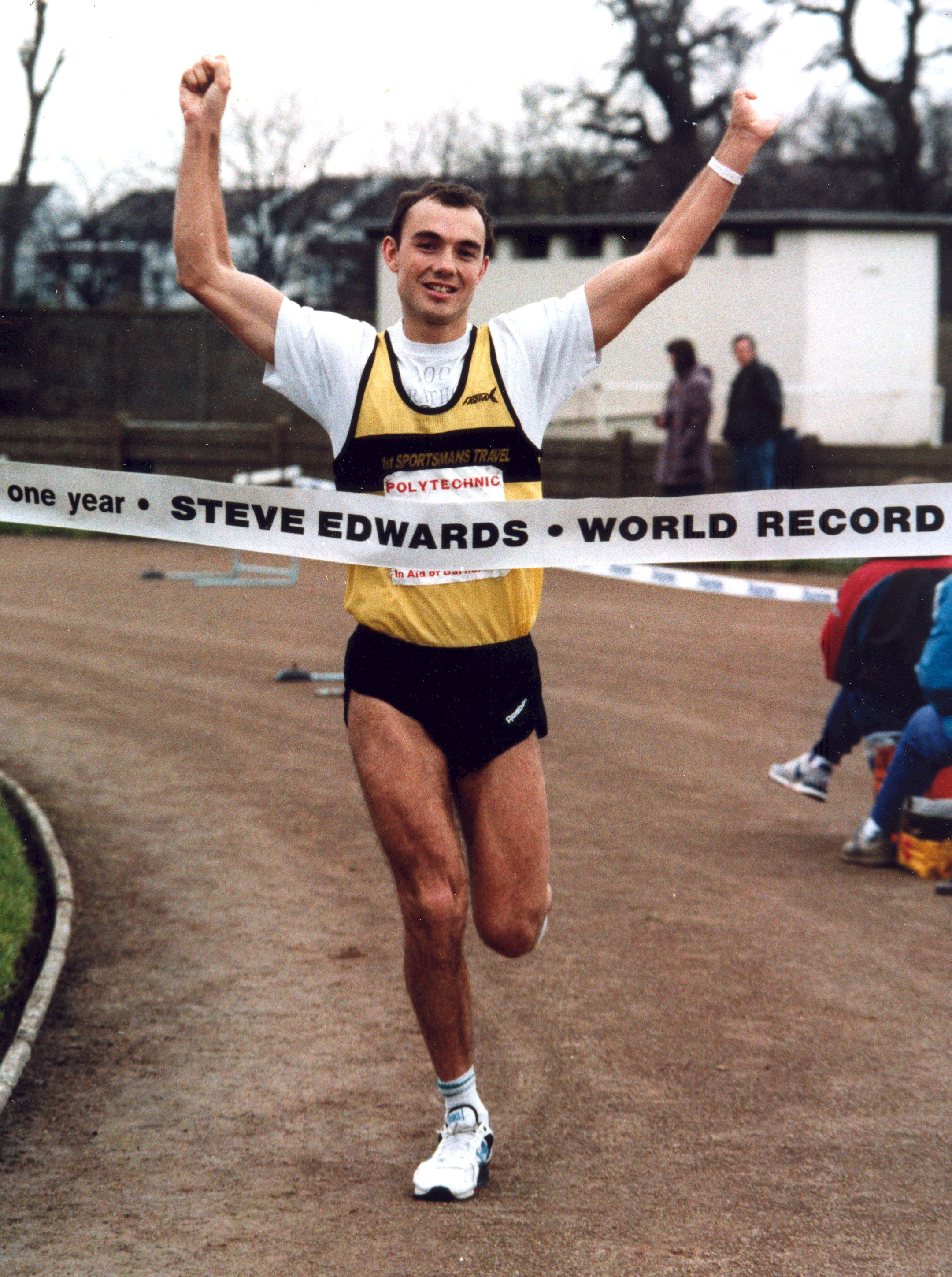 Steve Edwards World Record 87 Marathons In One Year - Polytechnic Marathon - March 1992. Credit: SWNS