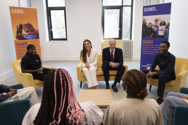 Surrey Comet: The Duke and Duchess of Cambridge during their visit to ELEVATE at Brixton House in London to meet with younger generations of the British-Caribbean community, and other diasporas, who represent the next generation of British creative talent, to mark Windrush Day