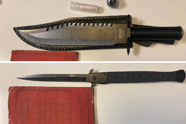 Two knives and a large amount of cannabis was seized from an address in Greenwich (photos: Greenwich Police)
