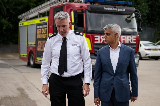 Surrey Comet: The head of London Fire Brigade, Andy Roe and Mayor Sadiq Khan (PA)
