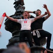 England fans celebrate in London during Euro 2020. Image: Yui Mok/PA