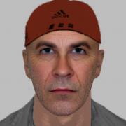 Computer-generated image released by Epsom and Ewell Police of man they are seeking in relation to several incidents at Epsom station (Via Twitter)