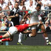 Try-man: Anthony Watson bags his try in England's win over Wales at Twickenham on Sunday             Picture: Getty Images