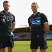 Merrick and Brown at the charity kit launch (Pic:Getty Images for Harlequins)